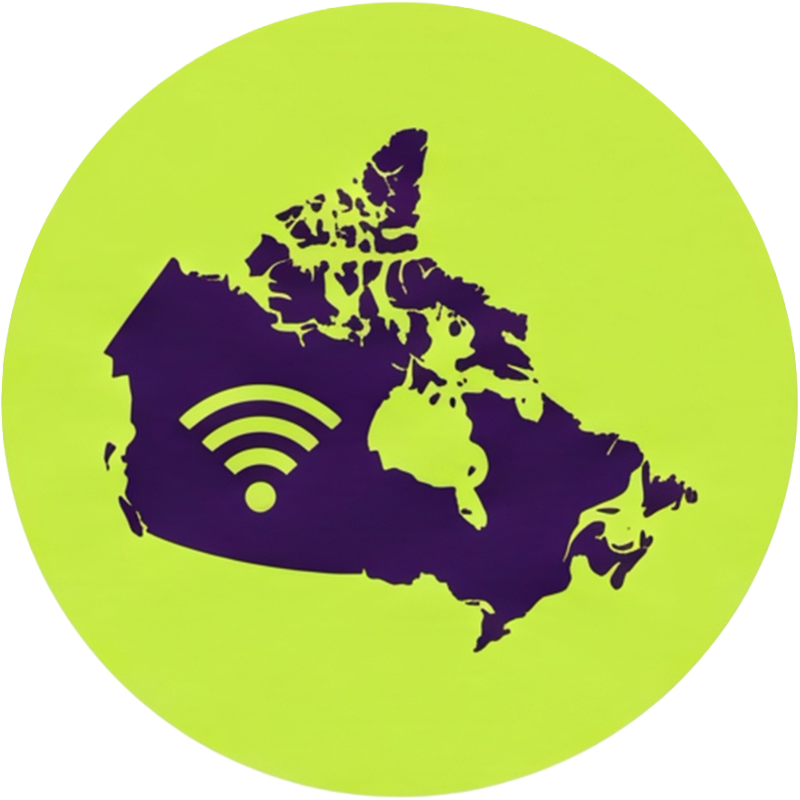 Illustration of a Canadian map with on-site and remote service zones highlighted